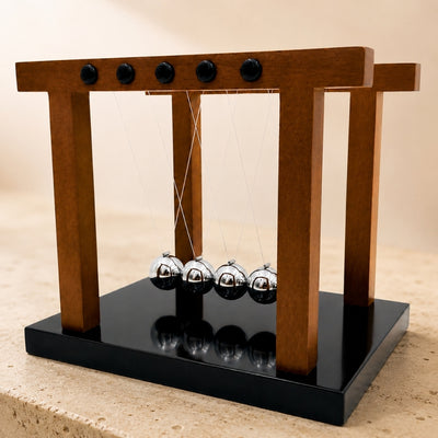Elegant Large Premium Newton's Cradle on a Wooden Base - YG1300F