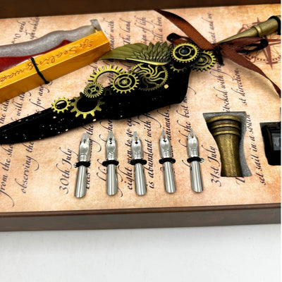 Premium Calligraphy Set Quill Pen - 6 Nibs Seal Pen Stand - EE16