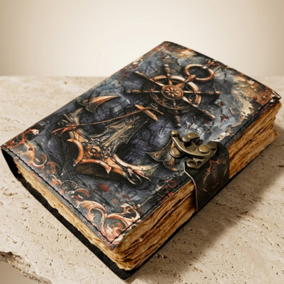 Retro Nautical Leather Notebook 200 Pages - H110