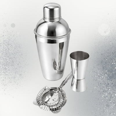 Bartender Set – 3 Pieces Shaker Jigger Strainer - BS48171