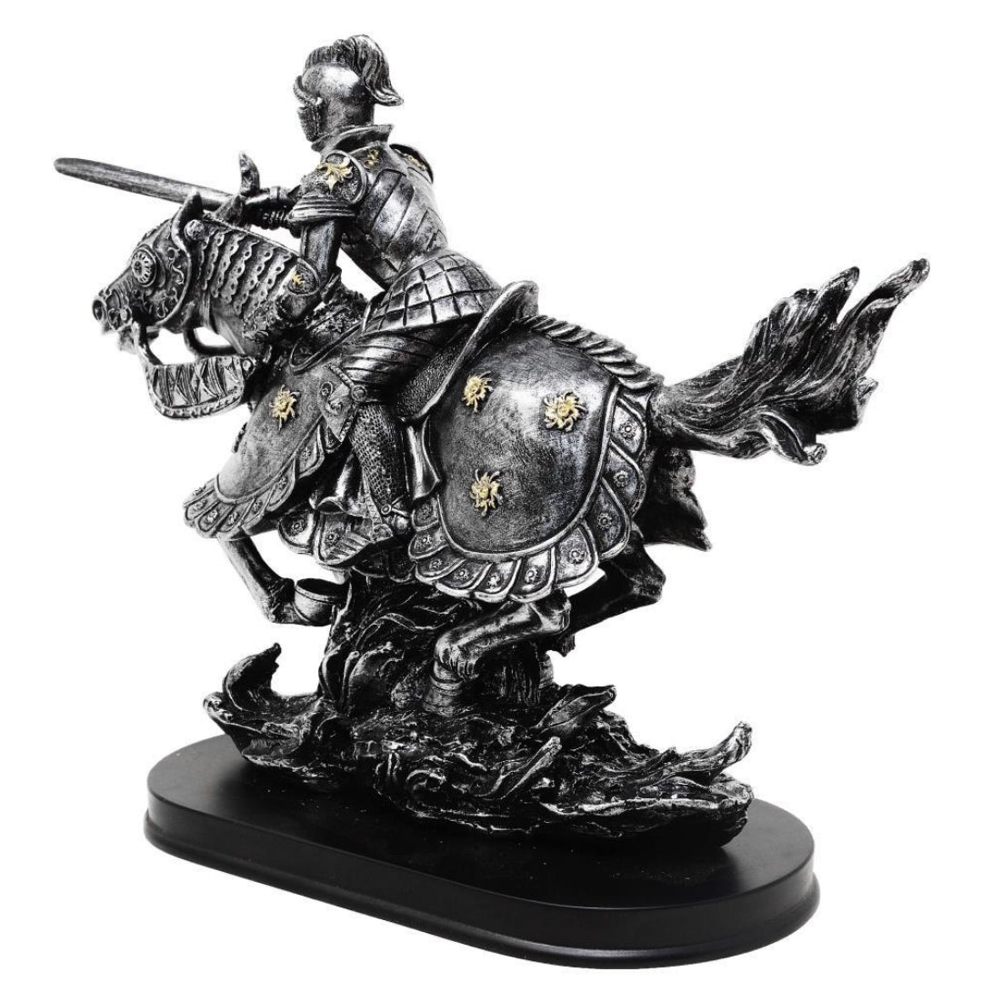 Knight on Horseback Figurine 31cm – hand-painted polyresin – MC-23152