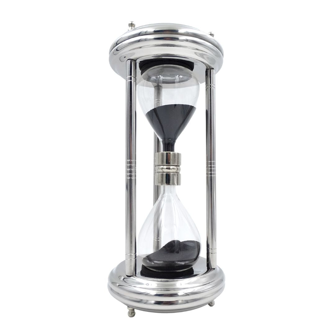 Large Silver 10-Minute Hourglass - Desk Decoration - MX 3015