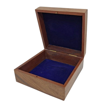 Elegant Wooden Box with a Navy Insert, 14x14x6.5 cm, Personalized with Engraving