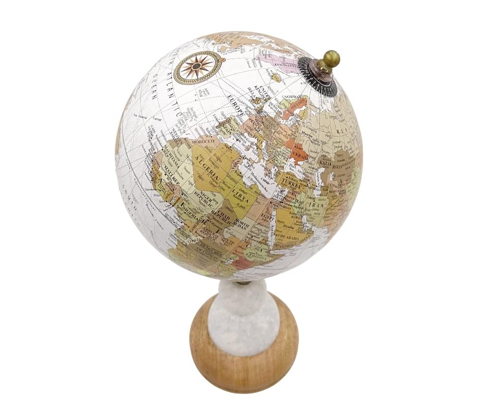 Voyager Decorative Globe on a Marble and Wooden Base – GLB-108