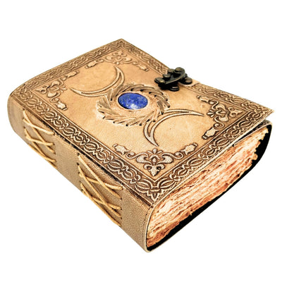 Retro Leather Notebook with Stone and Moon Phases – 200 Pages 150 GSM – H076
