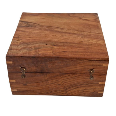 Elegant Wooden Gift Box, 20x20x11 cm, with a Navy Insert and Personalization Option via Engraving