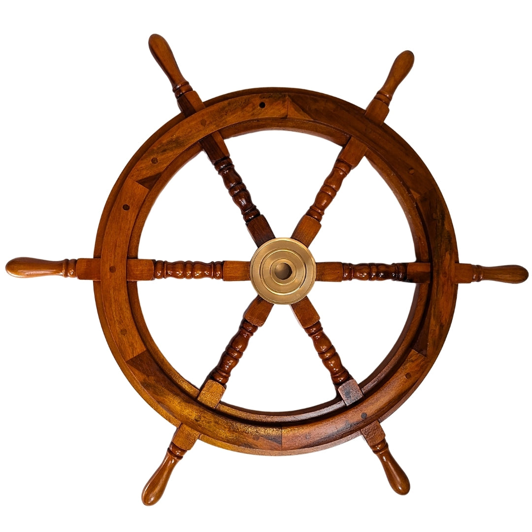 Wooden steering wheel with brass insert - Space for wedge - diameter 75cm - SW2/30'