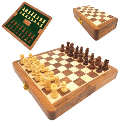 Magnetic Wooden Chess Set 17x17cm - Folding - DNU-025