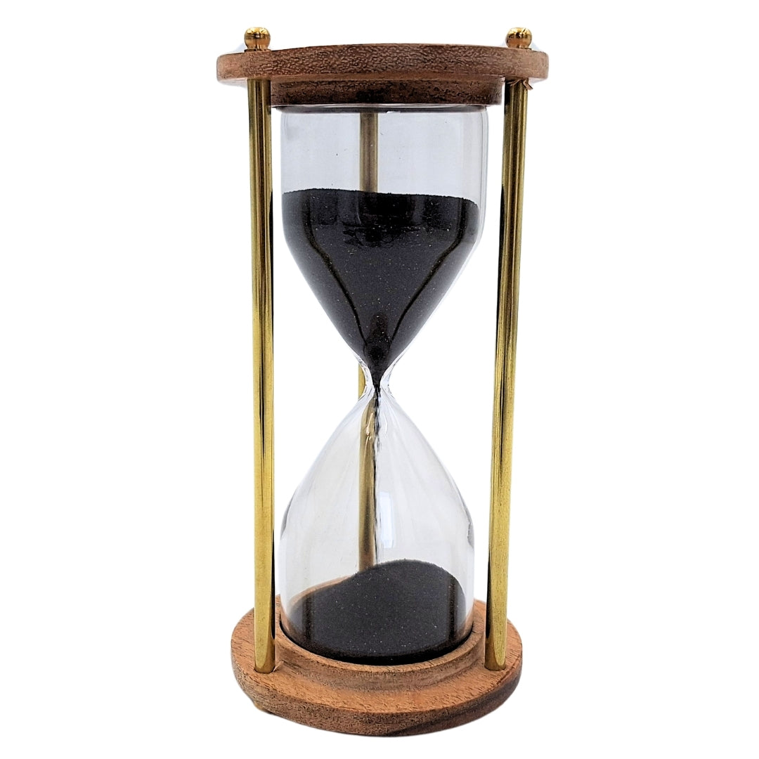 Brass and Wooden Hourglass – 5 Minutes – Elegant Retro Decoration – NC3012V