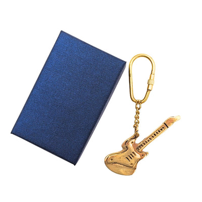 Brass Guitar Keychain in an Elegant Box – Gift for a Guitarist - KRT21A