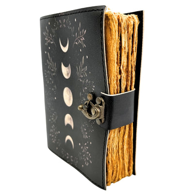 Retro Leather Notebook with Moon Phases – Goatskin, 200 Pages, 150 GSM Paper – H080