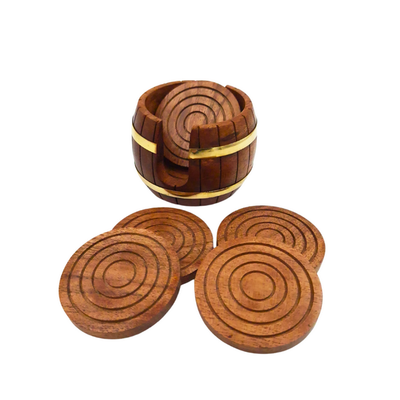 Wooden Coasters - Barrel Set