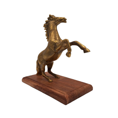 Horse - Aluminum Figurine on a Wooden Base - NI9537