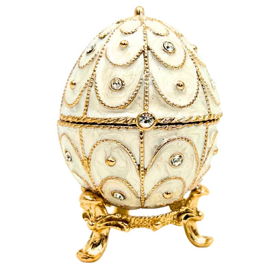 Exclusive Metal Fabergé Egg Trinket Box with Crystals - B0748-17WH