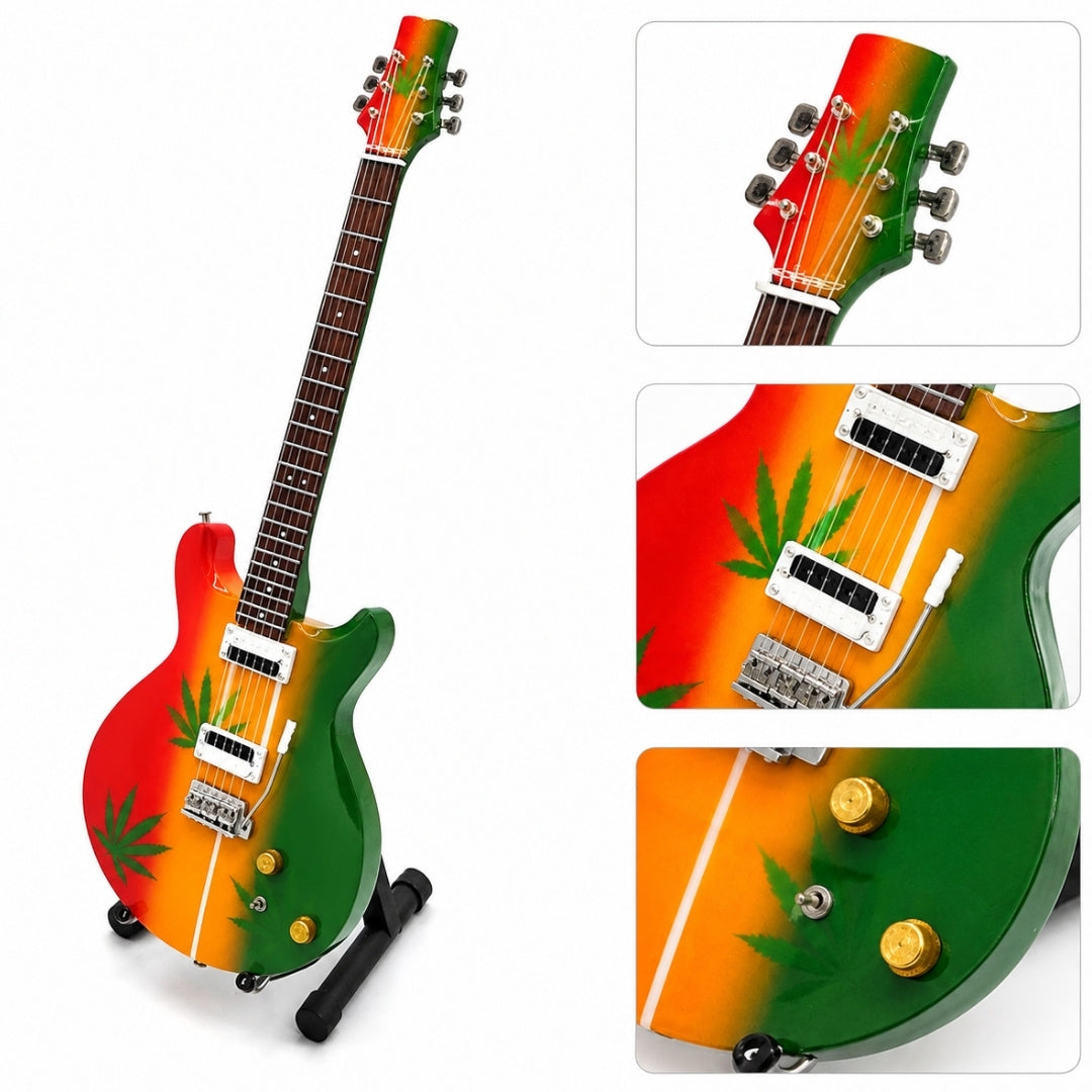 Mini guitar in the style of Bob Marley Tribute Ganja MGT-0468