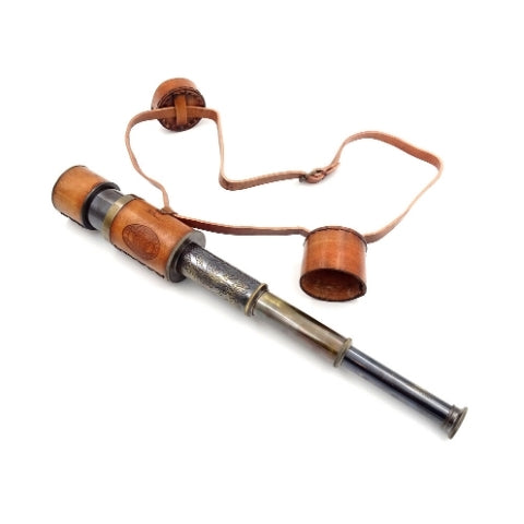 Retro Brass Leather Spyglass with Strap - Replica - NC1596