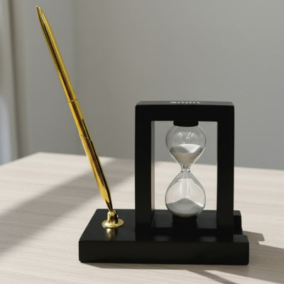 Decorative Desk Set with 3-Minute Hourglass and Pen Holder – 121W