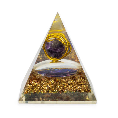 Medium Orgonite Pyramid with Amethyst and Copper 7x6 cm