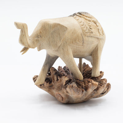 Hand-Carved Elephant Figurine from Parasitic Wood