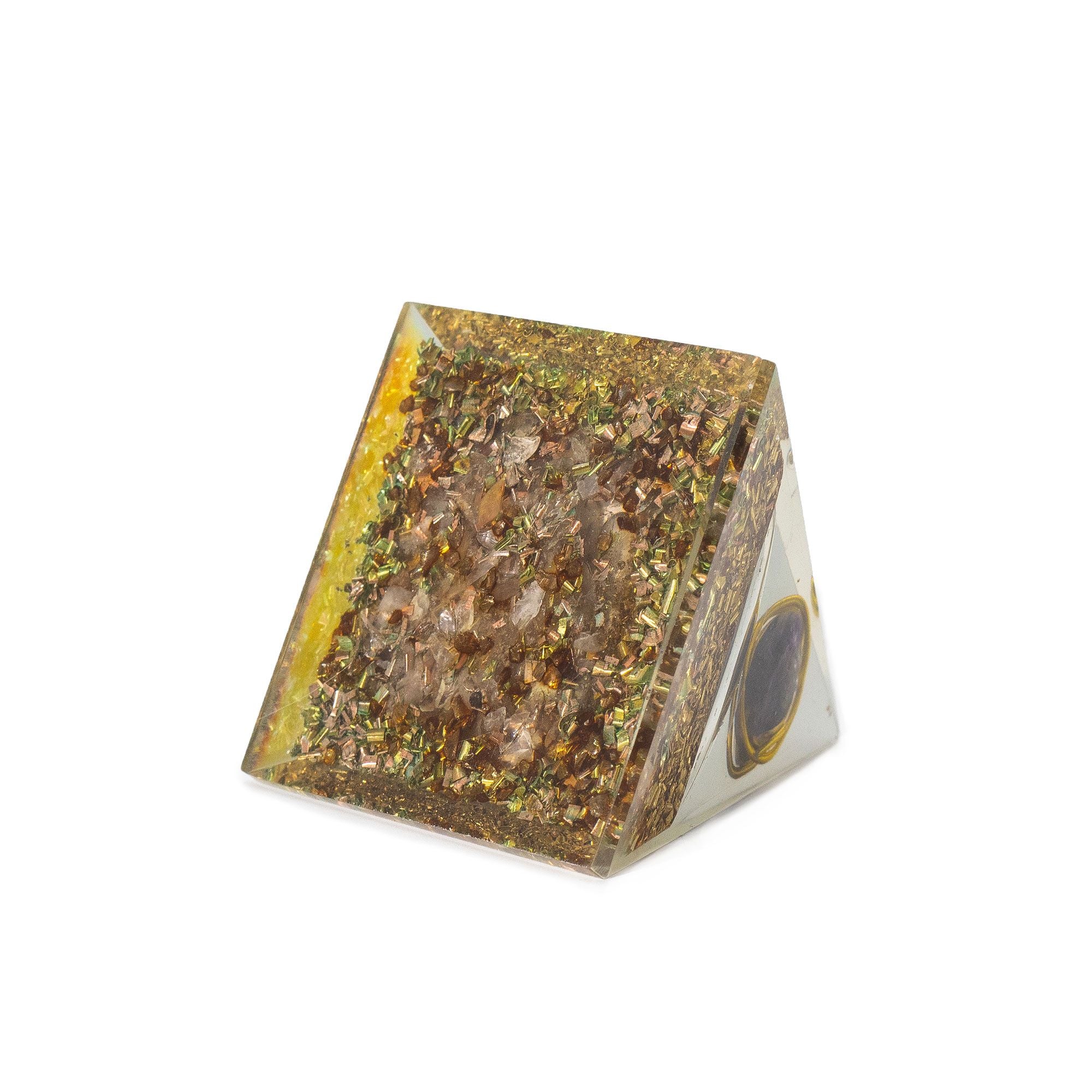 Medium Orgonite Pyramid with Amethyst and Copper 7x6 cm