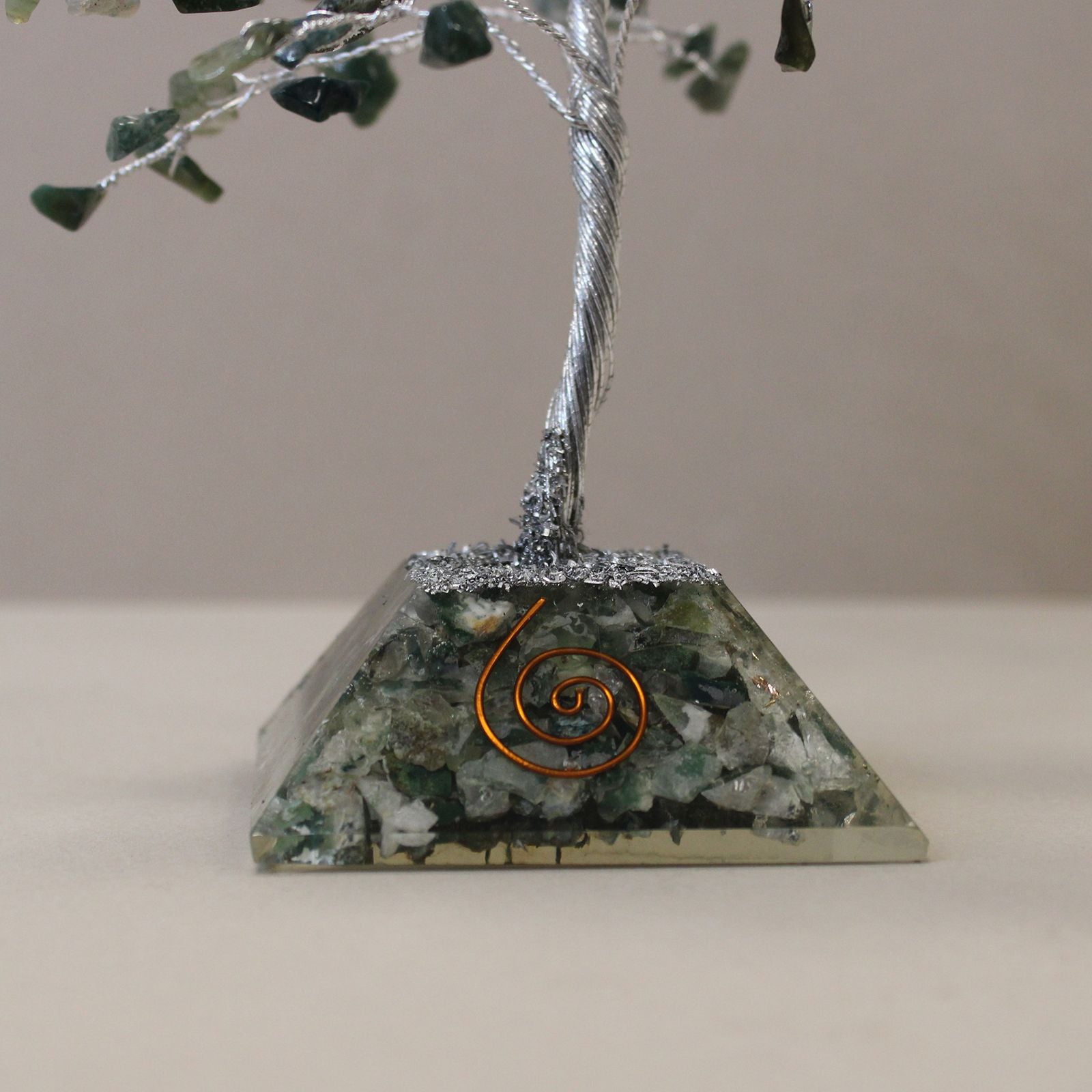 Stone Tree with Orgonite Base - 160 Moss Agate Stones
