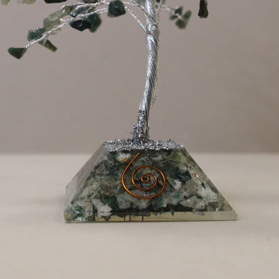 Stone Tree with Orgonite Base - 160 Moss Agate Stones