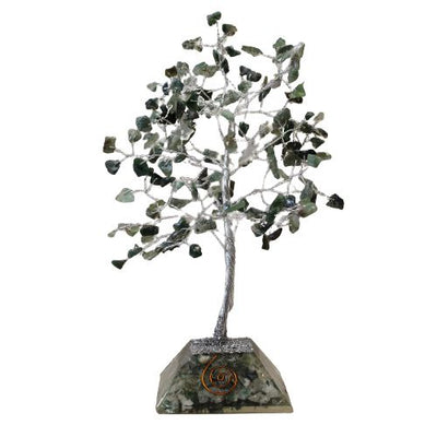 Stone Tree with Orgonite Base - 160 Moss Agate Stones