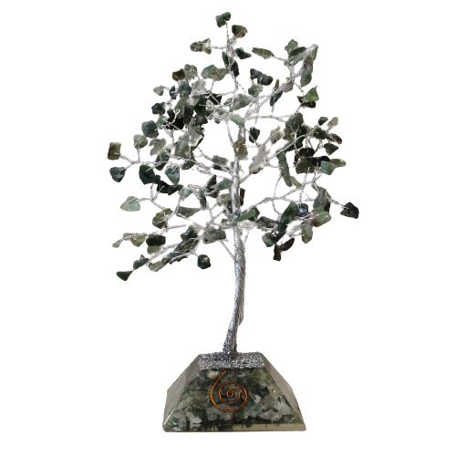Stone Tree with Orgonite Base - 160 Moss Agate Stones