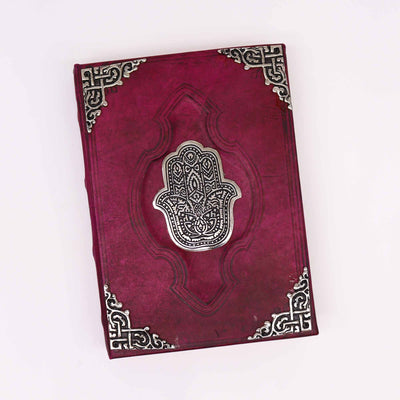 Hefty Red Tan Book with Hamsa Decoration