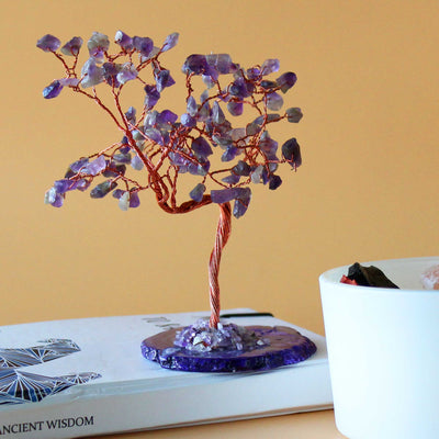 Amethyst Crystal Tree on Natural Agate Base