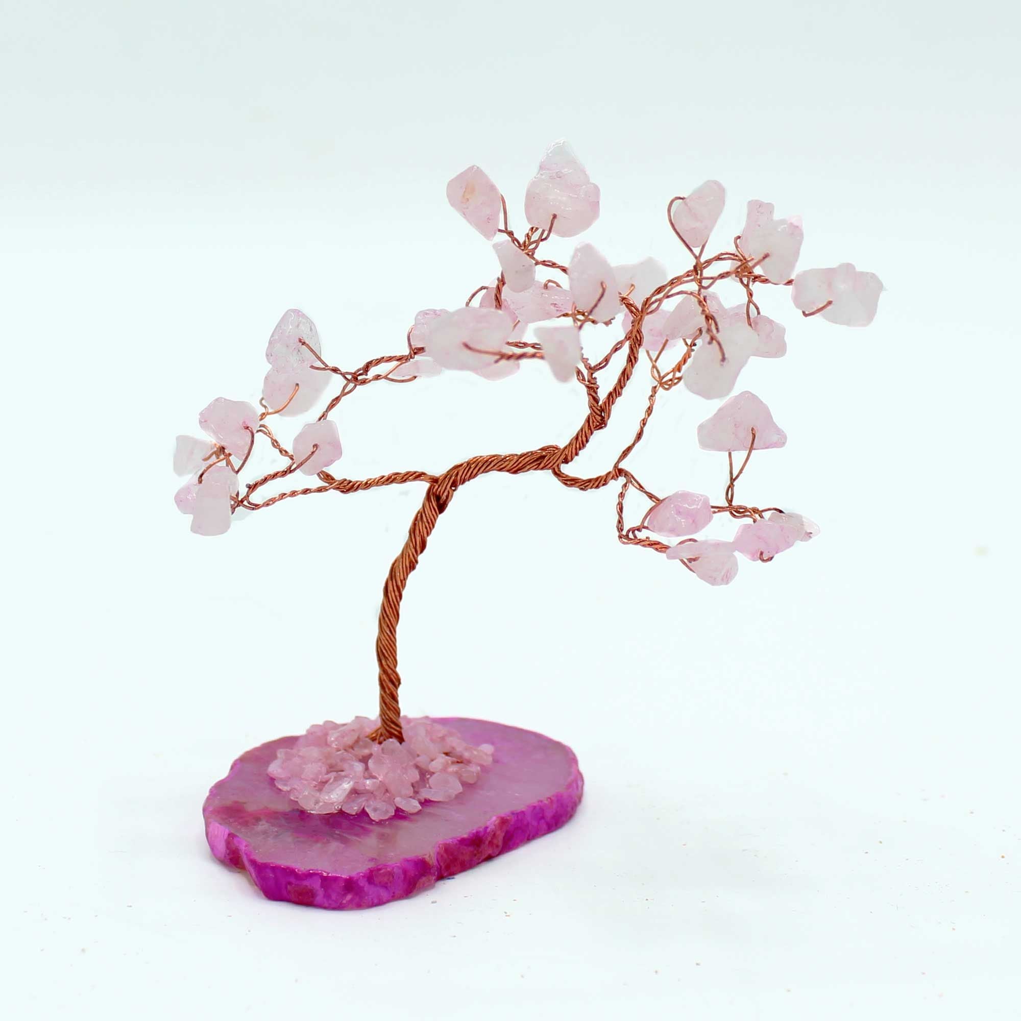 Magical Pink Quartz Stone Tree on Pink Agate Base