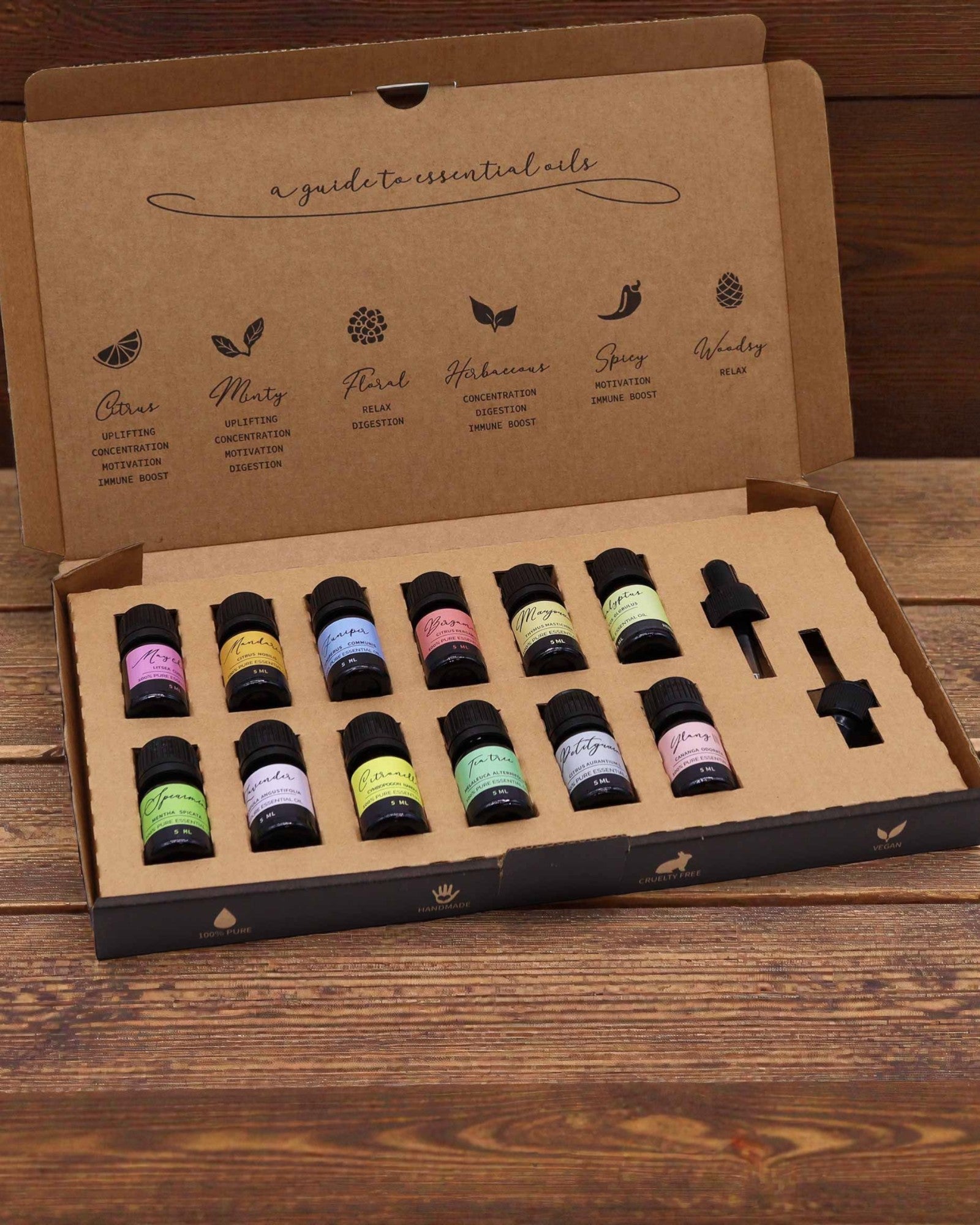 Spring Awakening of Nature – Luxury Set of 12 Essential Oils 5 ml with Droppers