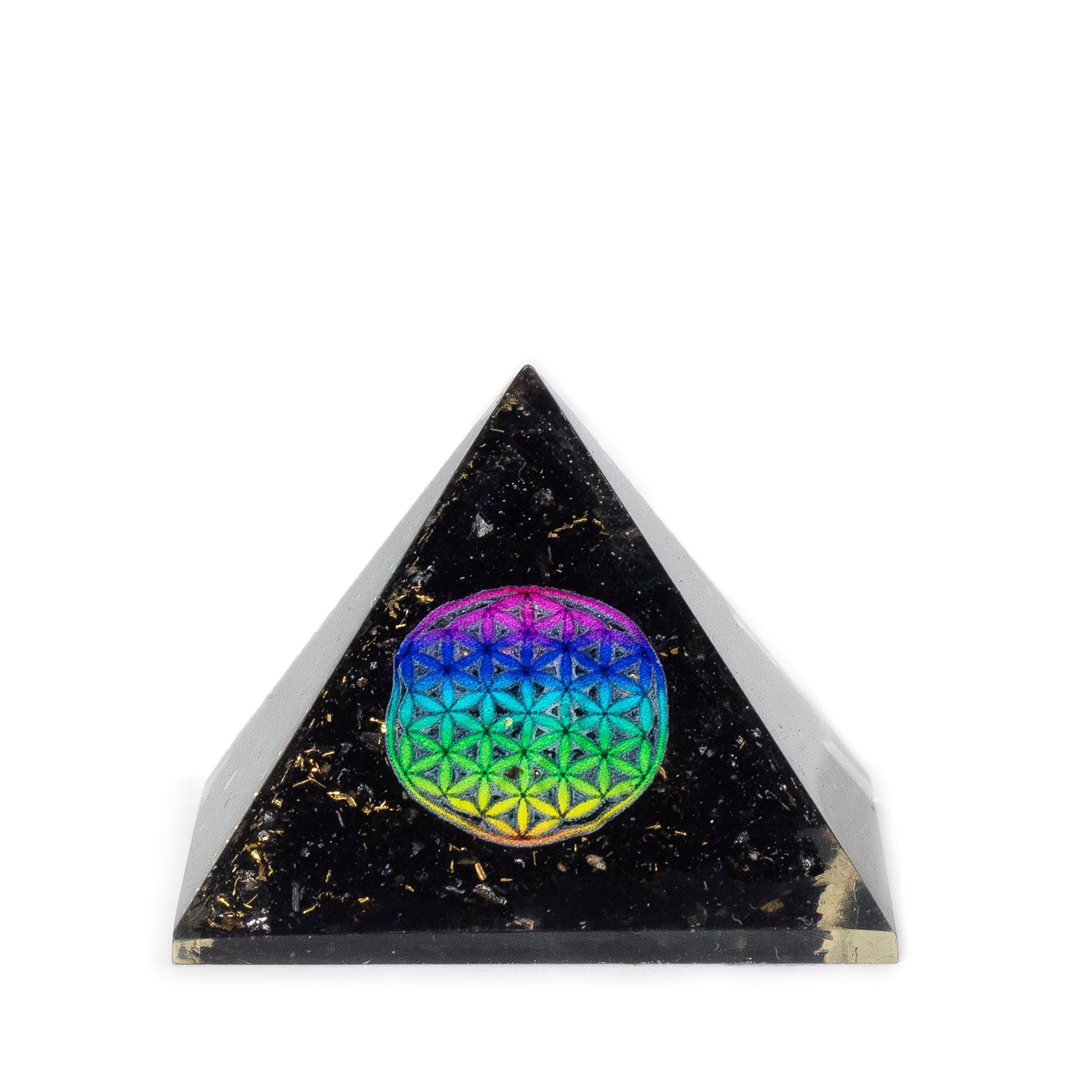Orgone Pyramid with Black Tourmaline 5.5x4.5cm with Flower of Life
