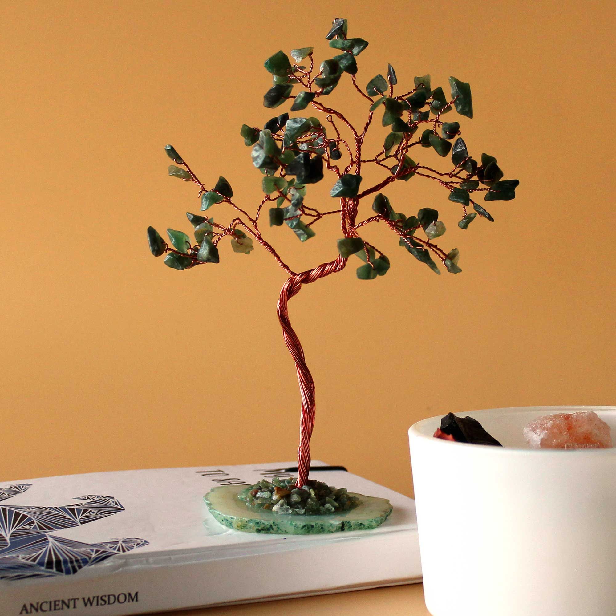 Magical Crystal Tree with Green Aventurine on Green Agate Base