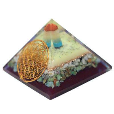 Large Orgonite Pyramid 70mm with Flower of Life Symbol