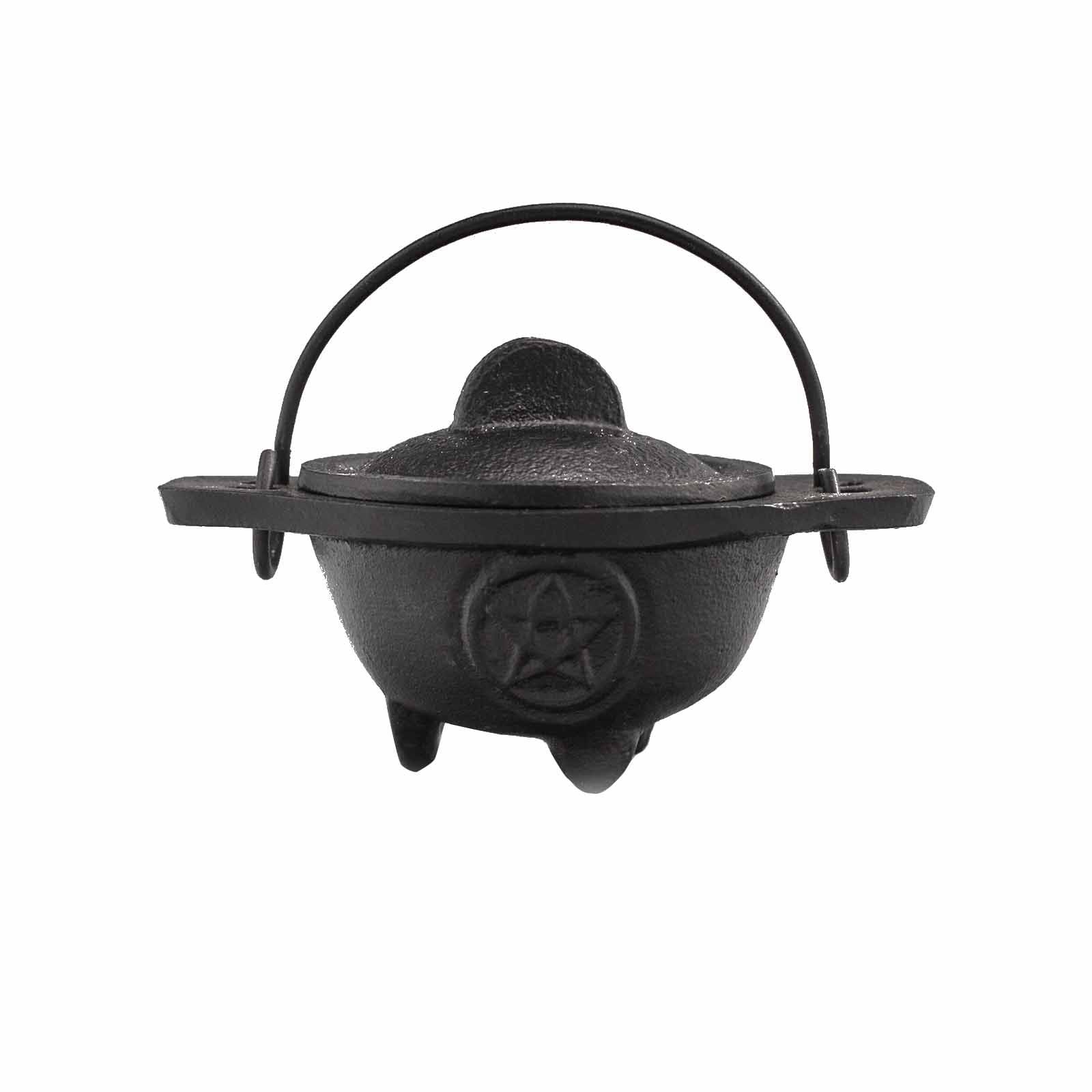 Elemental Cauldron with Pentagram 5x9 cm Cast Iron
