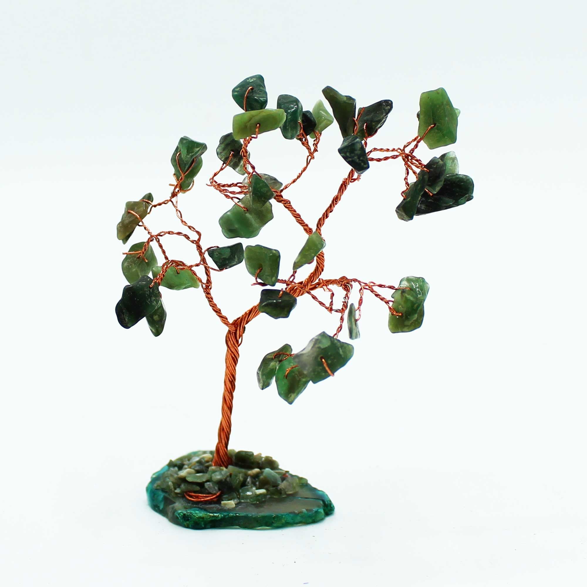 Aventurine Tree on Agate Base - Green, 10 cm, 35 Crystals