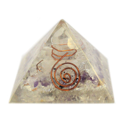 Magic Orgonite Pyramid 55mm with Gemstones and Copper