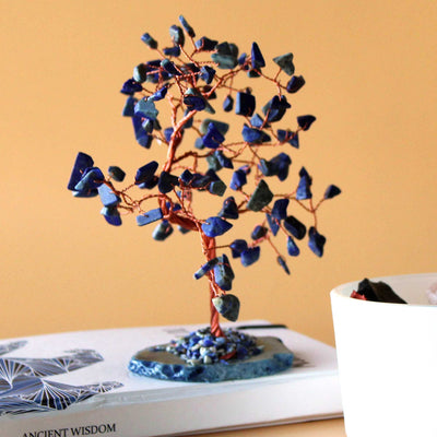 Large Sodalite Stone Tree on a Blue Agate Base