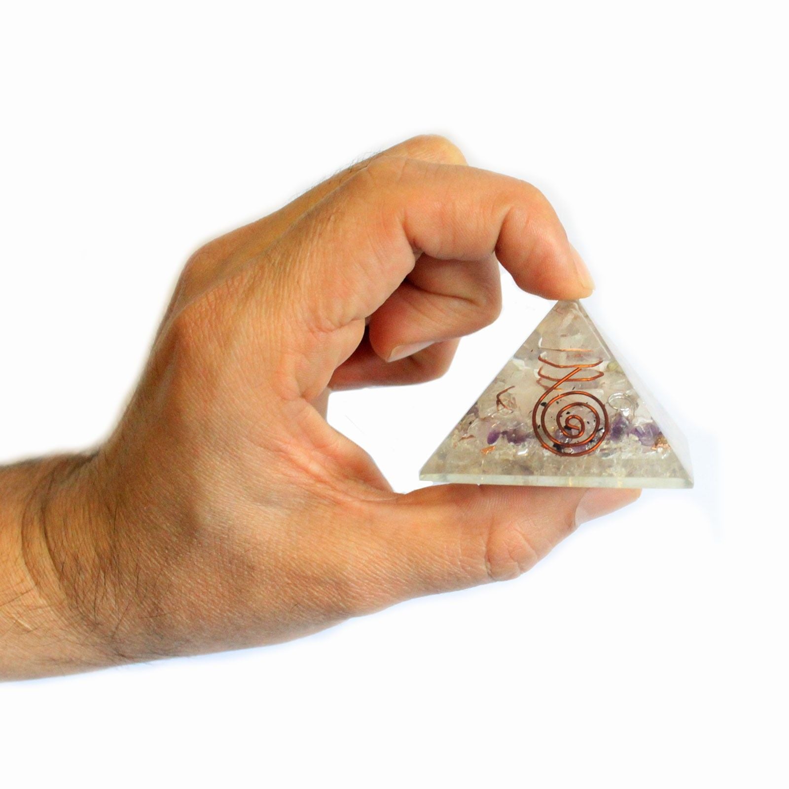 Magic Orgonite Pyramid 55mm with Gemstones and Copper