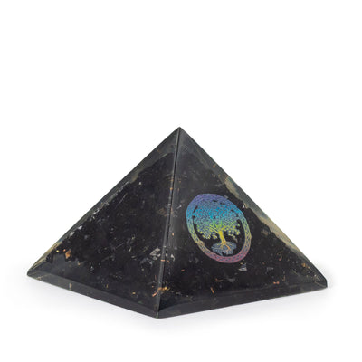 Elegant Orgonite Pyramid with Black Tourmaline and Tree of Life Symbol - 5.5x4.5 cm