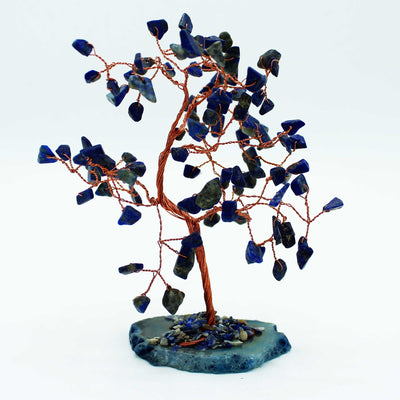 Large Sodalite Stone Tree on a Blue Agate Base
