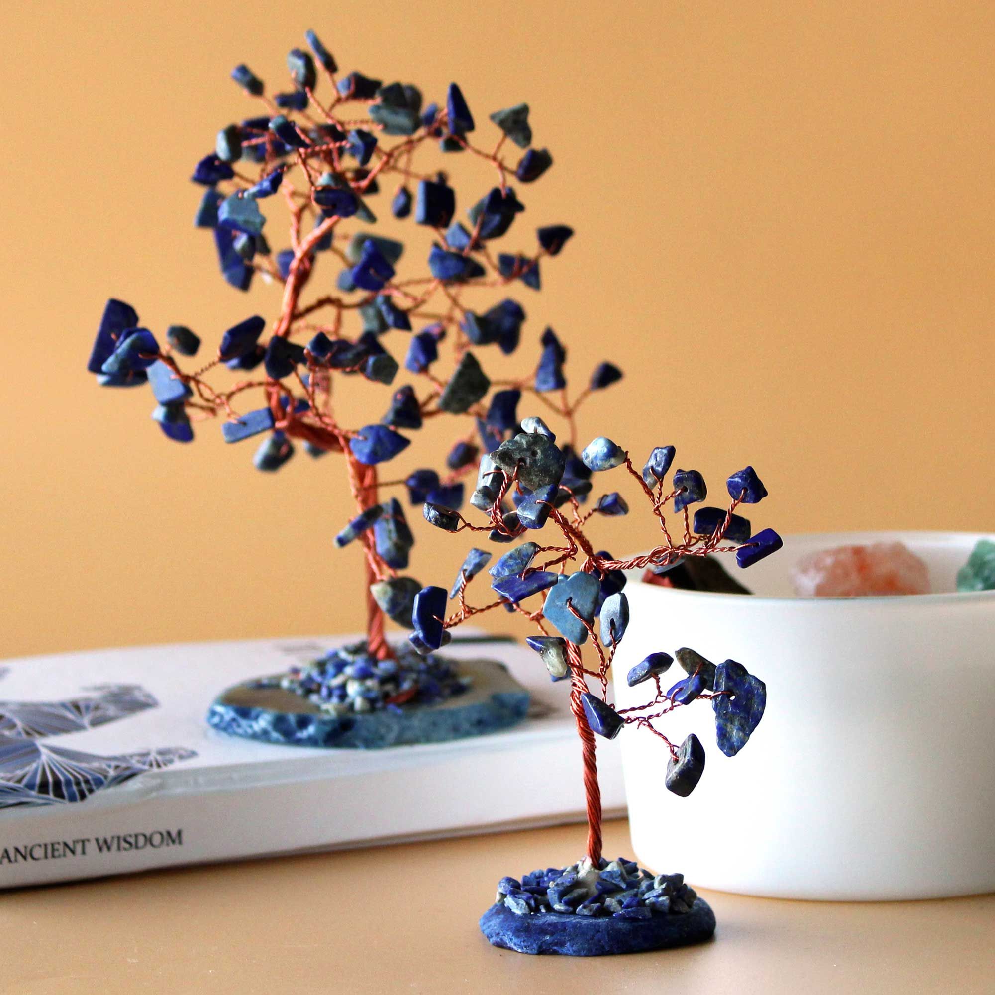 Sodalite Gemstone Tree on Blue Agate Base