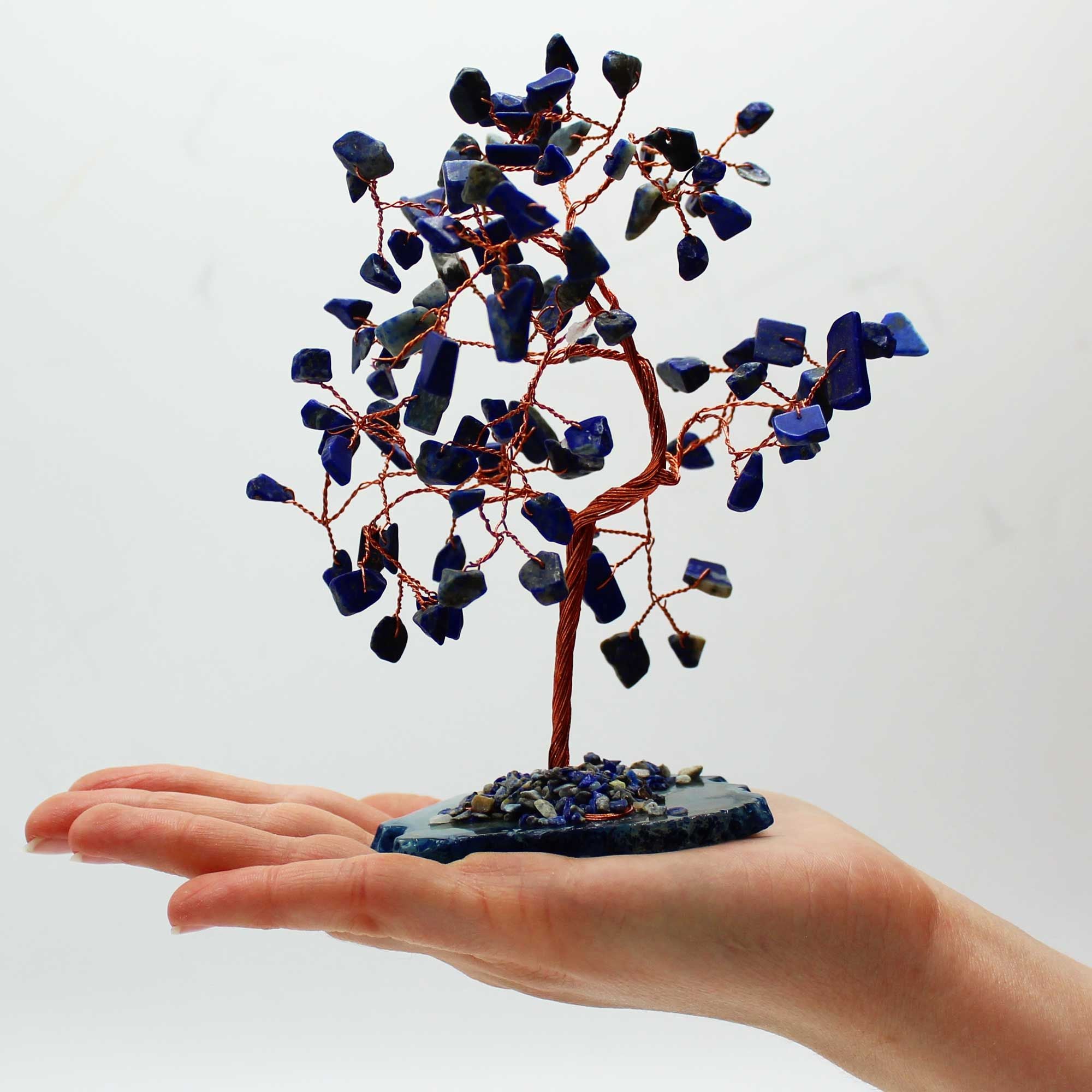 Large Sodalite Stone Tree on a Blue Agate Base