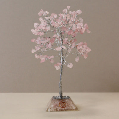 Magic Crystal Tree from Rose Quartz on Orgonite Base