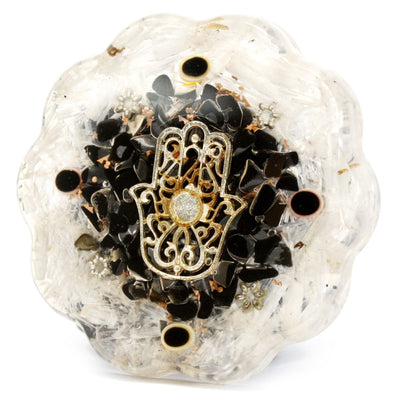 Orgonite Desk Power Pack Hamsa with Selenite