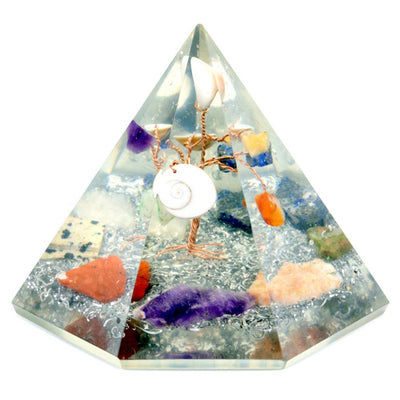Orgonite 7-Sided Pyramid with Tree of Wisdom Stones