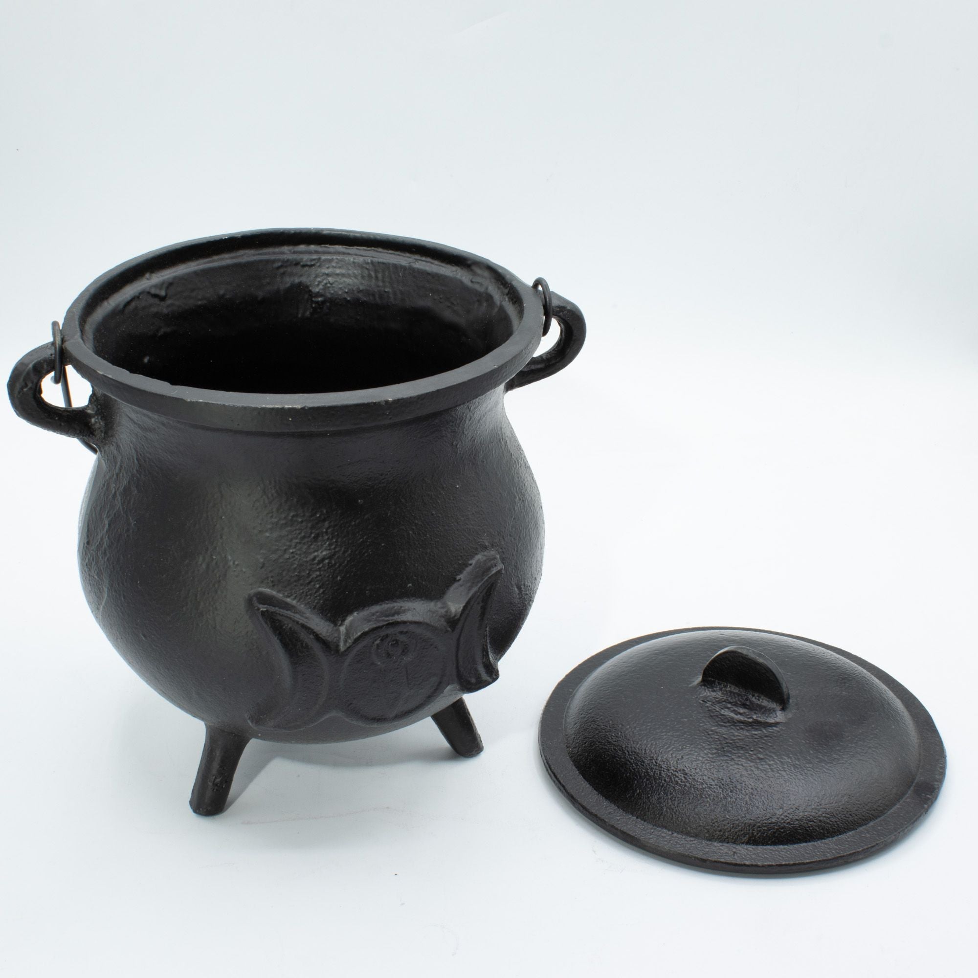 Huge Cast Iron Cauldron with Triple Moon 23x18 cm