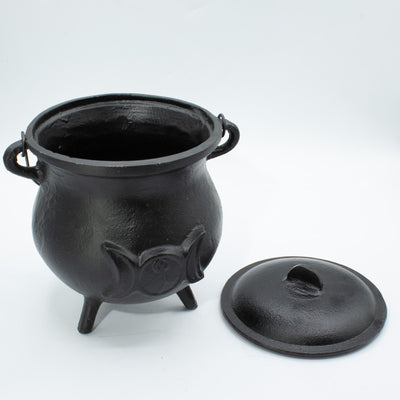 Huge Cast Iron Cauldron with Triple Moon 23x18 cm