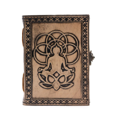 Esoteric Buddha Notebook in Red-Tan Color - Leather Notebook with 200 Pages, Dimensions 17.5x12.5x3 cm